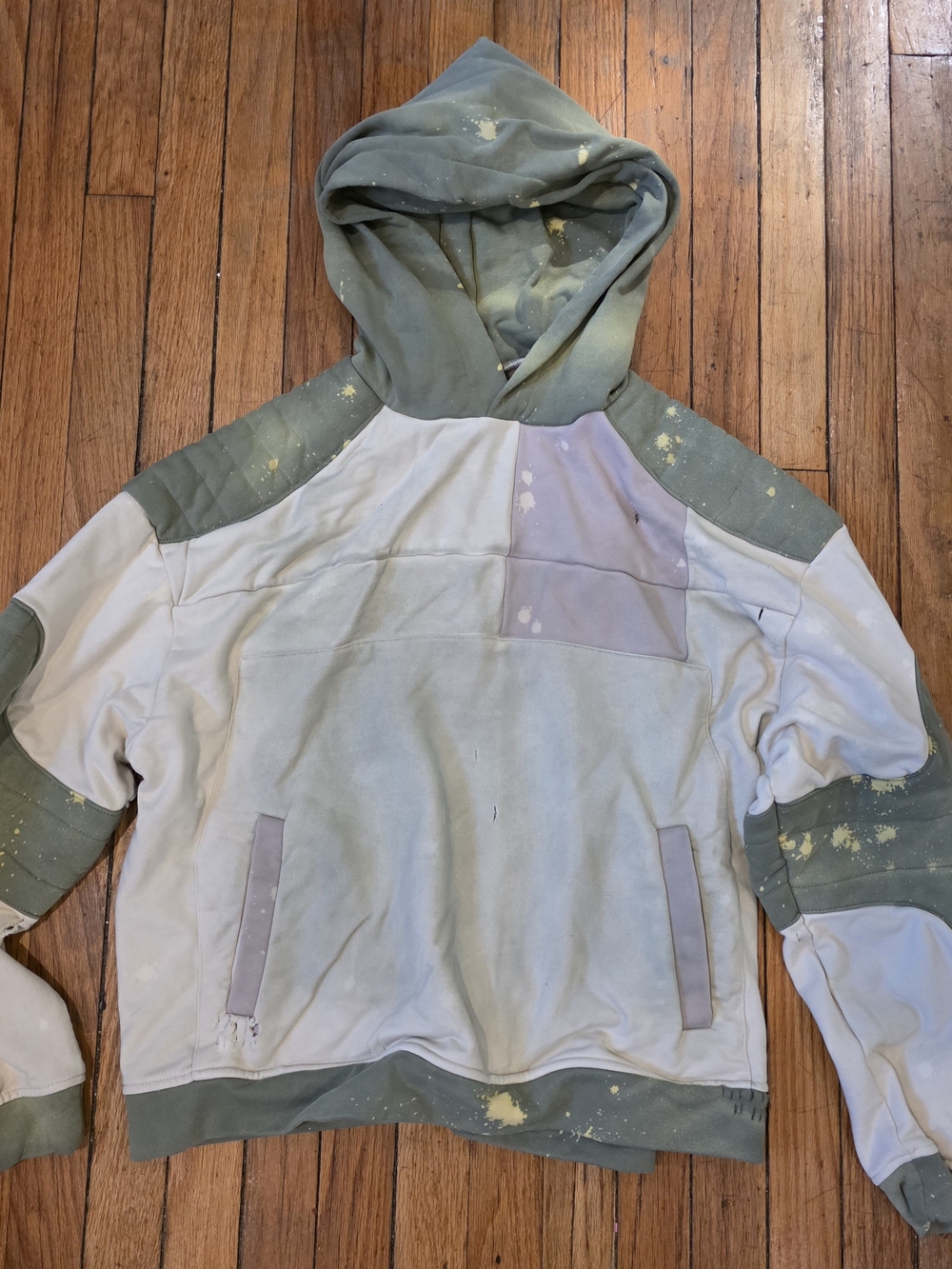 Men's Colorblock Sage & Cream Pullover Hoodie